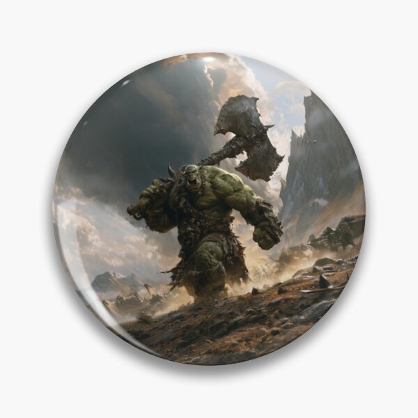 Item preview, A battle-hardened Orc charging across a rugged battlefield beneath dark storm clouds, Fantasy & Mythological Creatures designed and sold by CDC40.