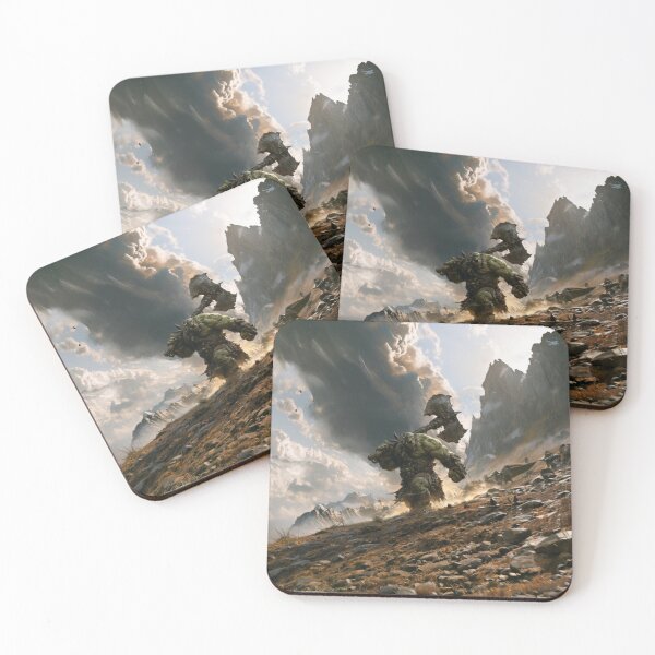 Item preview, A battle-hardened Orc charging across a rugged battlefield beneath dark storm clouds, Fantasy & Mythological Creatures designed and sold by CDC40.