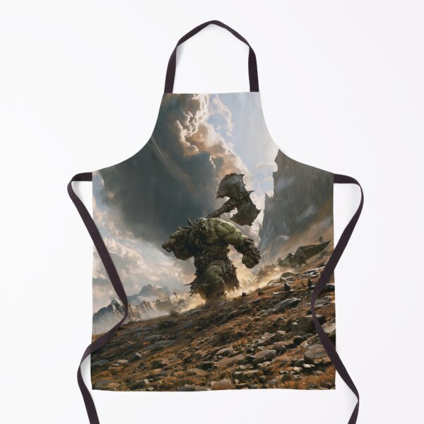 Item preview, A battle-hardened Orc charging across a rugged battlefield beneath dark storm clouds, Fantasy & Mythological Creatures designed and sold by CDC40.