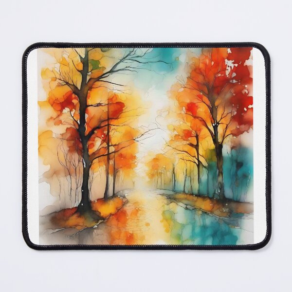 Item preview, Watercolor painting of autumn forest scene designed and sold by Chi261.