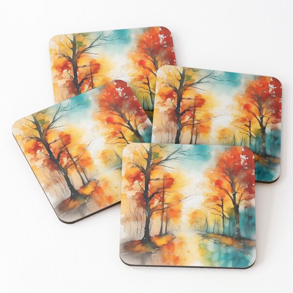 Item preview, Watercolor painting of autumn forest scene designed and sold by Chi261.