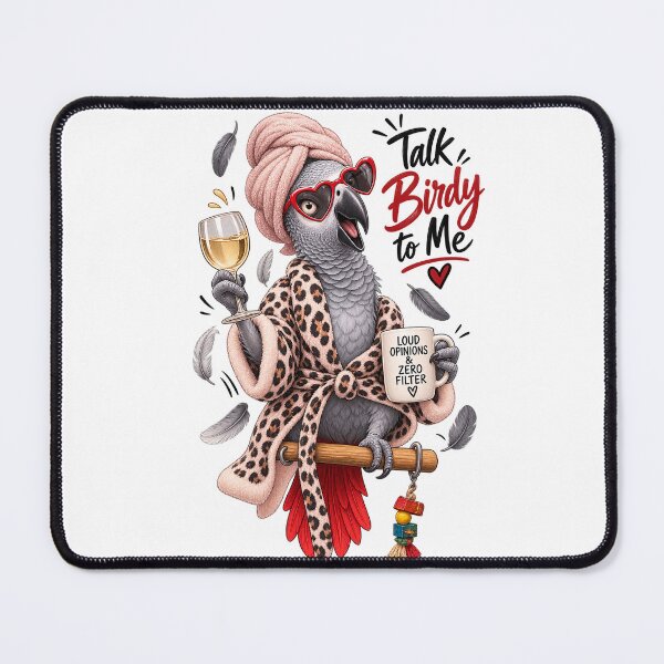 Item preview, African Grey Parrot Spa Day with Heart Sunglasses and Leopard Robe designed and sold by Places On Earth.