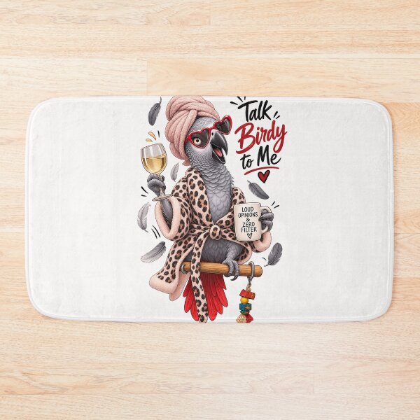 Item preview, African Grey Parrot Spa Day with Heart Sunglasses and Leopard Robe designed and sold by Places On Earth.