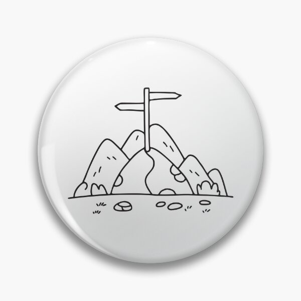 Item preview, A wooden trail signpost standing along a steep rocky trail designed and sold by rasagamastore.