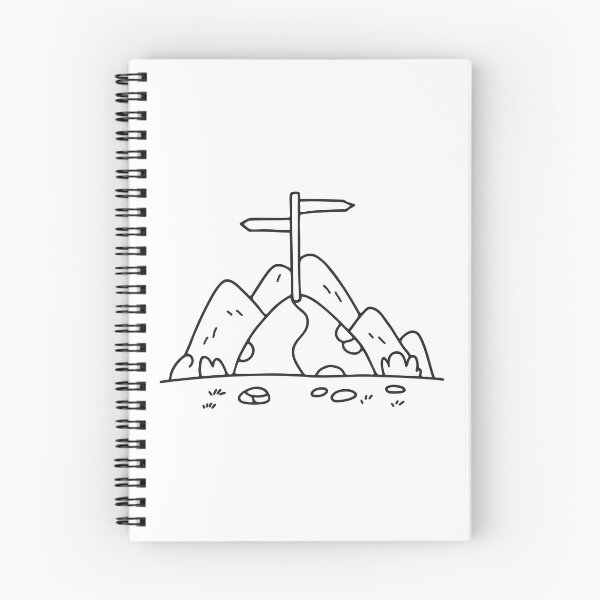 Item preview, A wooden trail signpost standing along a steep rocky trail designed and sold by rasagamastore.