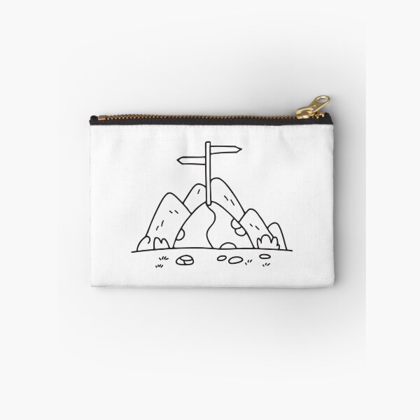 Item preview, A wooden trail signpost standing along a steep rocky trail designed and sold by rasagamastore.