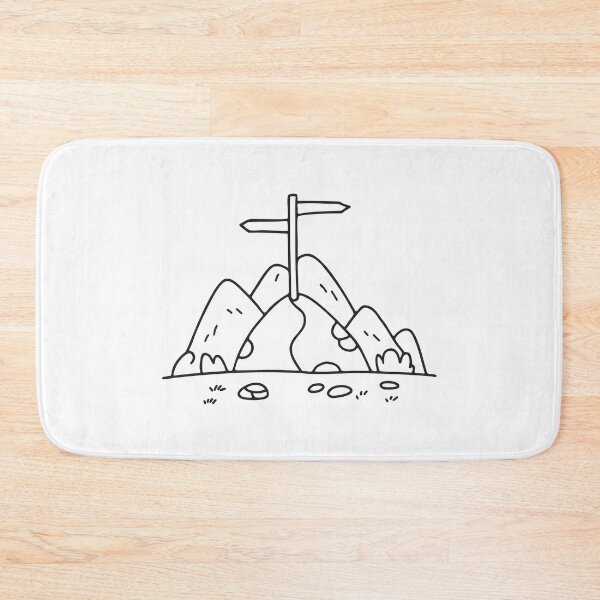 Item preview, A wooden trail signpost standing along a steep rocky trail designed and sold by rasagamastore.