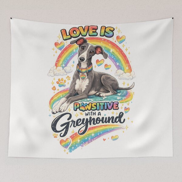 Item preview, Love Is Pawsitive With a Greyhound Rainbow designed and sold by Places On Earth.