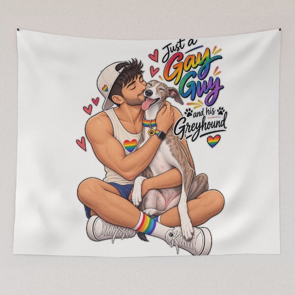 Item preview, Gay Guy and His Greyhound Pride Love designed and sold by Places On Earth.