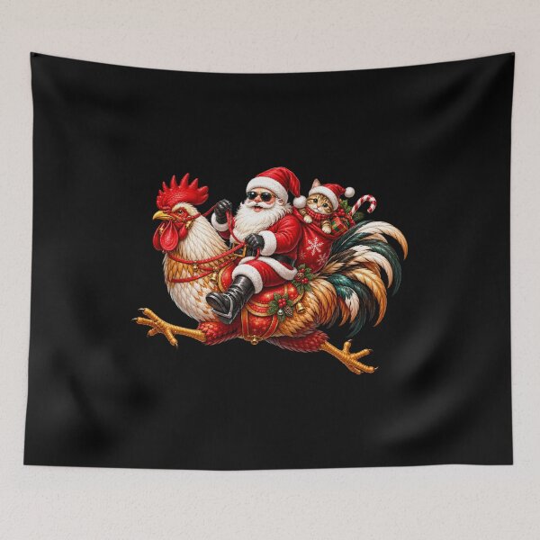 Item preview, Funny Santa Riding Rooster cat chicken Christmas gift designed and sold by Amzkao.