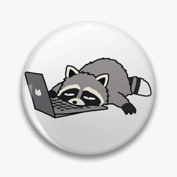 Item preview, Exhausted Raccoon on Laptop - Funny Work Burnout Meme designed and sold by Holzon.