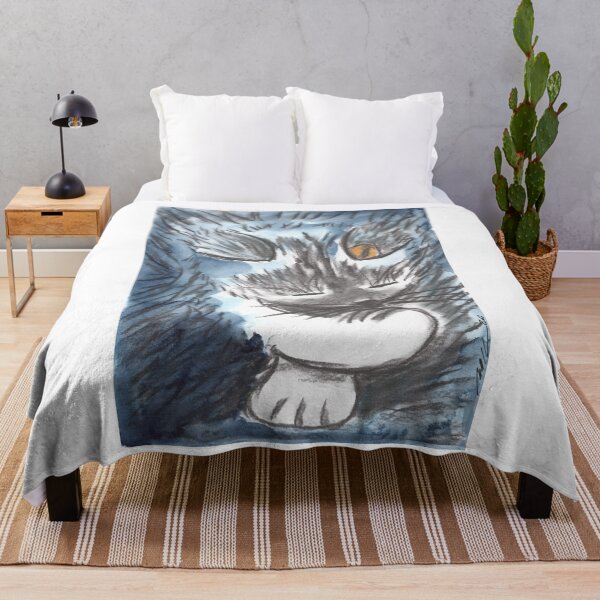 Item preview, Cat Romy, Katzenwäsche, Blue, Charcoal & Watercolour designed and sold by Anke‘s Bazaar.