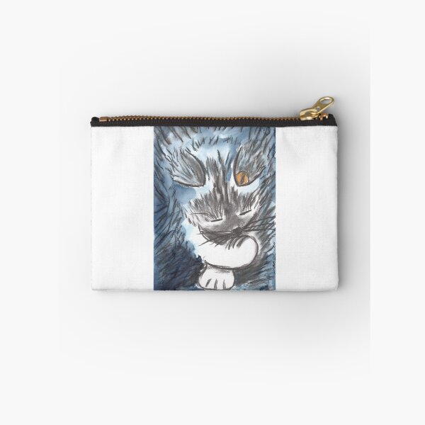 Item preview, Cat Romy, Katzenwäsche, Blue, Charcoal & Watercolour designed and sold by Anke‘s Bazaar.