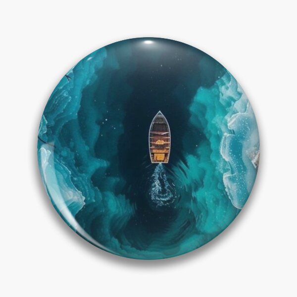 Item preview, Boat Floating in Frozen Turquoise Glacial Lake Aerial View Art designed and sold by LYAN-STORE.