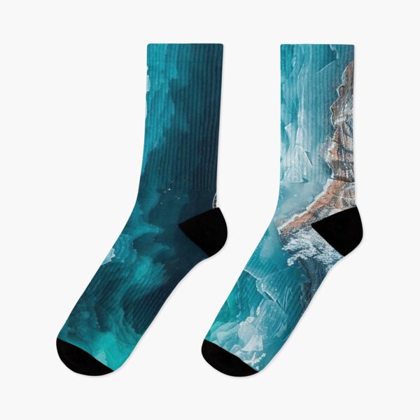 Item preview, Boat Floating in Frozen Turquoise Glacial Lake Aerial View Art designed and sold by LYAN-STORE.