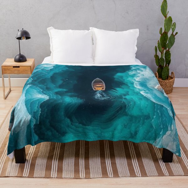 Item preview, Boat Floating in Frozen Turquoise Glacial Lake Aerial View Art designed and sold by LYAN-STORE.