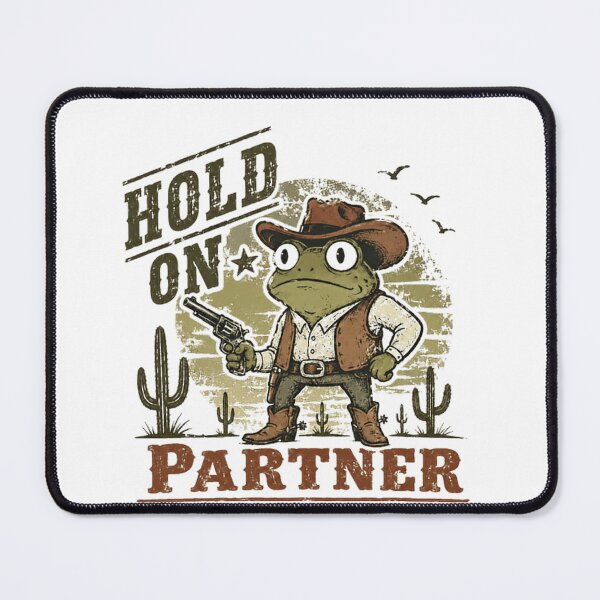 Item preview, Hold On Partner I'm Overstimulated Frog Cowboy Introvert designed and sold by SkeletonsDanger.