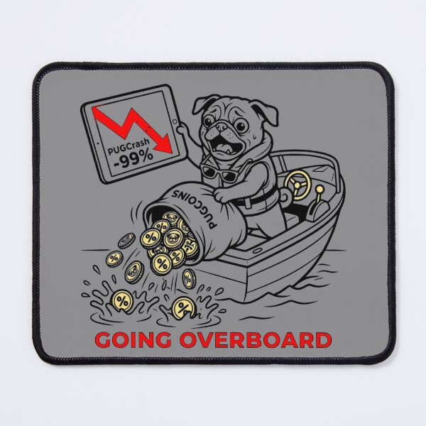 Item preview, Going Overboard Funny Crypto Crash Pug Red Arrow Stock Market designed and sold by The Bold Line Studio.