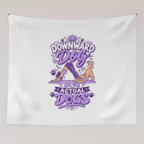 Item preview, Downward Dog And Actual Dogs Funny Yoga Pet Lover Typography designed and sold by RAS-77.