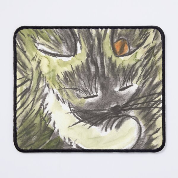 Item preview, Cat Romy, Katzenwäsche, Green, Charcoal & Watercolour designed and sold by Anke‘s Bazaar.