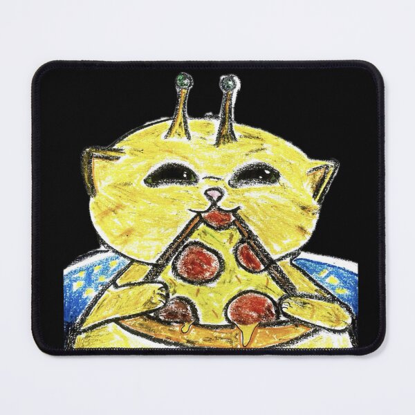 Item preview, Cute Yellow Alien Cat Eating Pizza in Space designed and sold by MagicYana.