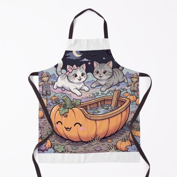 Item preview, Freda and Junior Pumpkin Boat Race Kawaii Halloween Cats Fall Night designed and sold by MAISON SYLVIE.