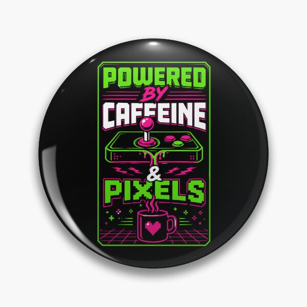 Item preview, Powered By Caffeine And Pixels Retro Gamer Coffee Typography designed and sold by RAS-77.