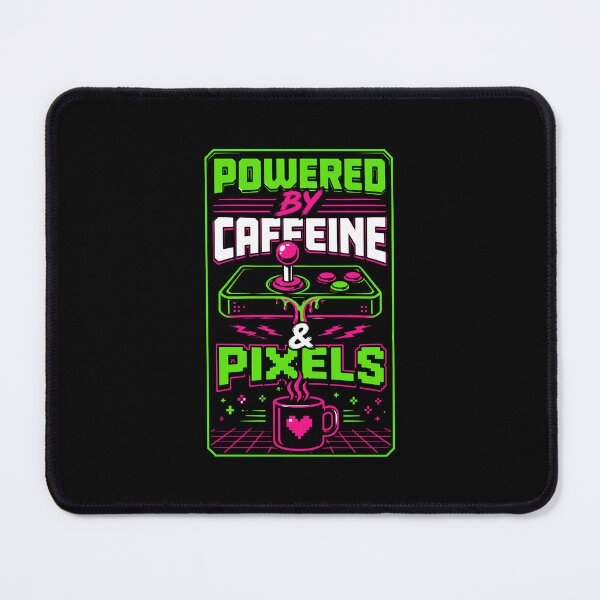 Item preview, Powered By Caffeine And Pixels Retro Gamer Coffee Typography designed and sold by RAS-77.