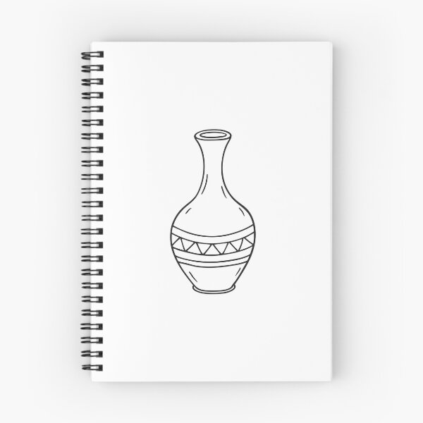 Item preview, A ceramic vase with a slim neck in doodle sketch style designed and sold by rasagamastore.