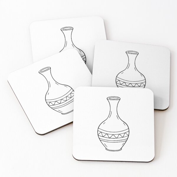 Item preview, A ceramic vase with a slim neck in doodle sketch style designed and sold by rasagamastore.