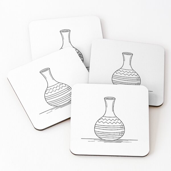 Item preview, A ceramic vase with a narrow top opening in doodle illustration designed and sold by rasagamastore.