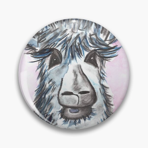 Item preview, Llama, Blue, Charcoal & Watercolour designed and sold by Anke‘s Bazaar.