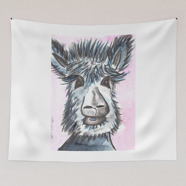 Item preview, Llama, Blue, Charcoal & Watercolour designed and sold by Anke‘s Bazaar.