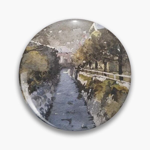 Item preview, Winter Mountain River Landscape Watercolor designed and sold by SlavaArt.