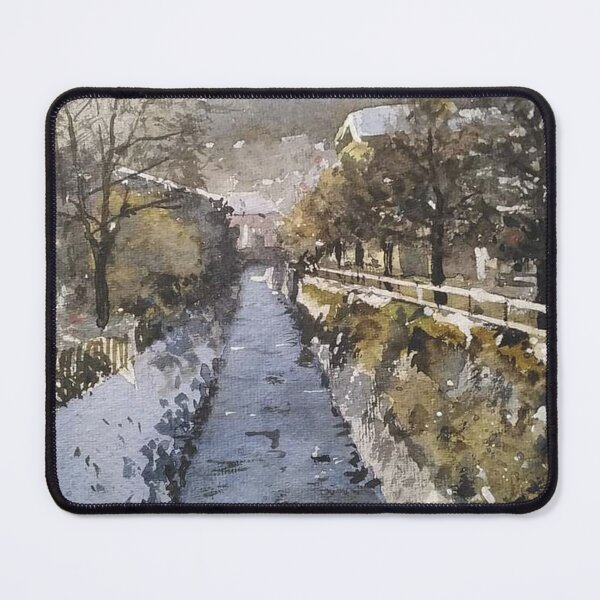 Item preview, Winter Mountain River Landscape Watercolor designed and sold by SlavaArt.