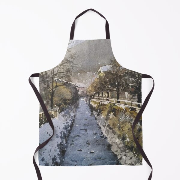 Item preview, Winter Mountain River Landscape Watercolor designed and sold by SlavaArt.