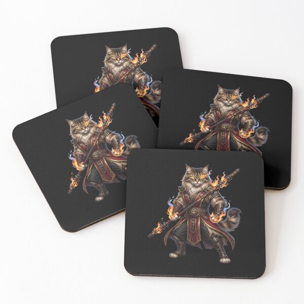 Item preview, Fire Mage Cat - Elemental Warrior Fantasy Magic Art designed and sold by TOOBIC.