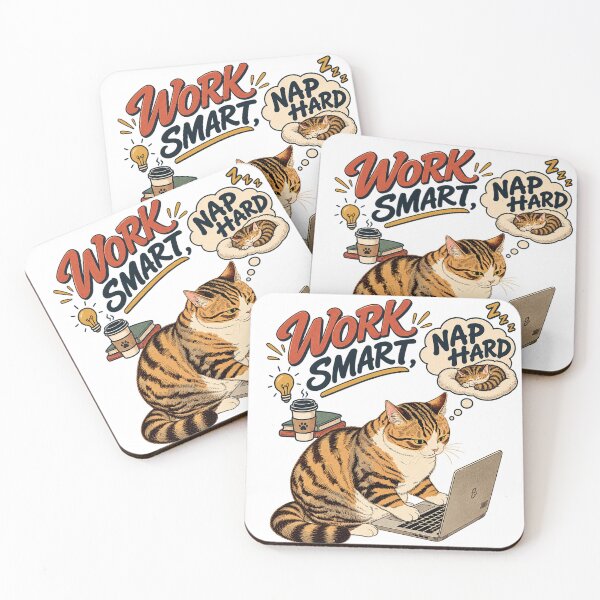 Item preview, Work Smart Nap Hard Cat designed and sold by INITIAL SHIBA.