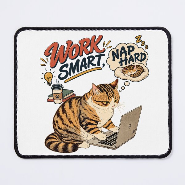 Item preview, Work Smart Nap Hard Cat designed and sold by INITIAL SHIBA.