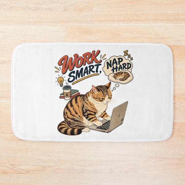 Item preview, Work Smart Nap Hard Cat designed and sold by INITIAL SHIBA.