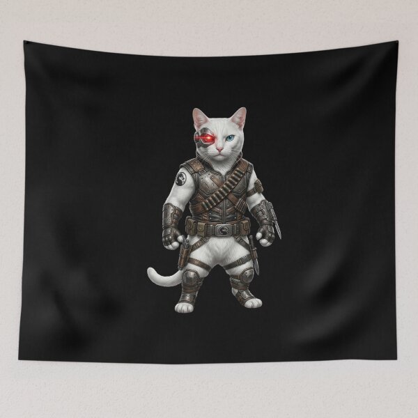 Item preview, Cyborg Cat Warrior - Futuristic Sci Fi Military Art designed and sold by TOOBIC.