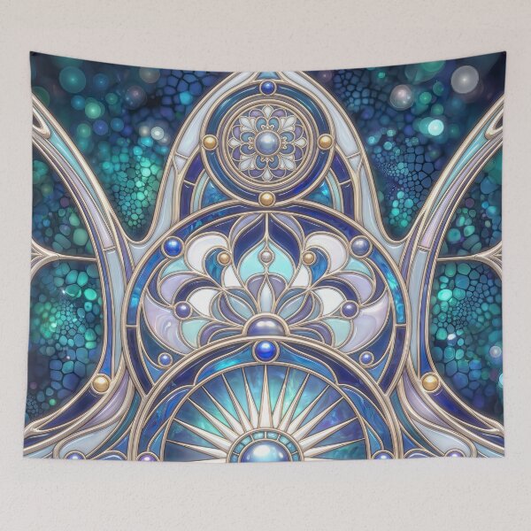 Item preview, Luminous Blue Art Nouveau Mosaic designed and sold by Frackxion.