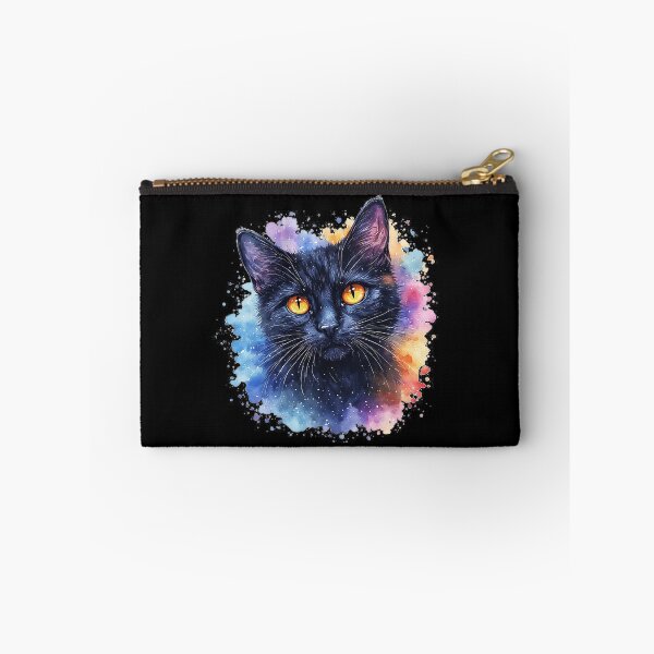 Item preview, Mystical Black Cat Watercolor – Galaxy Cat with Golden Eyes designed and sold by emiliacreations.