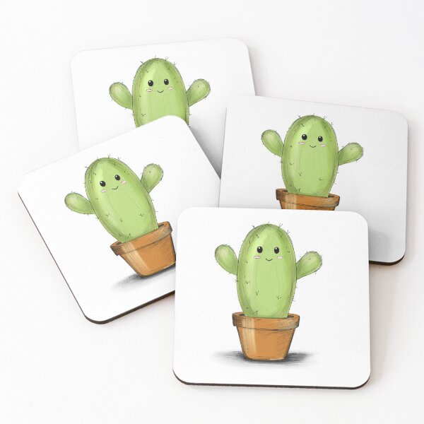 Item preview, Adorable Cute Smiling Cactus – Hand-drawn Digital Art & Wallpaper designed and sold by MyVisionaryHuez.