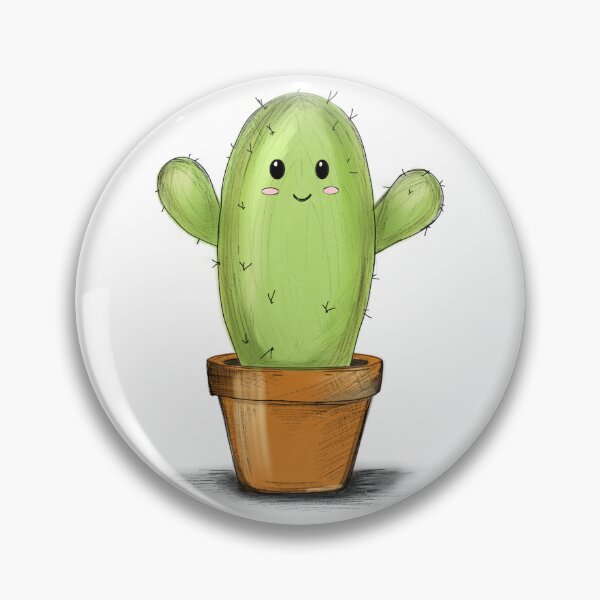 Item preview, Adorable Cute Smiling Cactus – Hand-drawn Digital Art & Wallpaper designed and sold by MyVisionaryHuez.