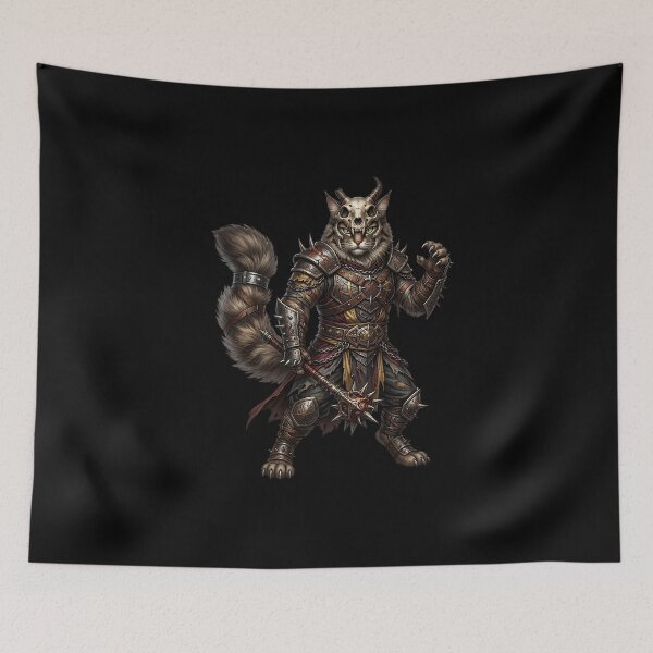 Aperçu de l'œuvre Demon Cat Warrior - Horned Dark Fantasy Warrior Art créée et vendue par TOOBIC.
