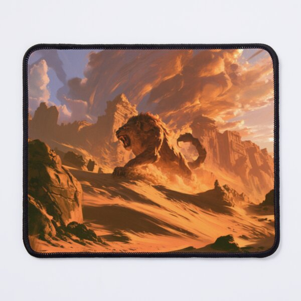 Item preview, A deadly Manticore stalking across scorching desert dunes beneath ancient ruined temples, Fantasy & Mythological Creatures designed and sold by CDC40.