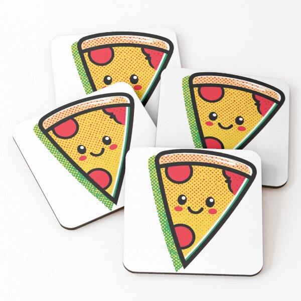 Item preview, Cute Kawaii Pizza Slice Cartoon With Smiling Face, Pop Art Pepperoni, Retro Dotted Pattern designed and sold by KanDa-Shop.