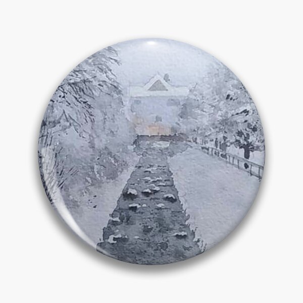 Item preview, Snowy Winter Stream Village Watercolor designed and sold by SlavaArt.