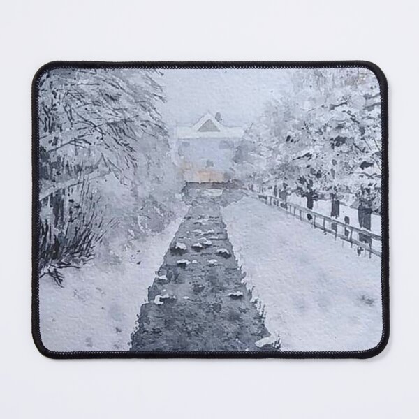Item preview, Snowy Winter Stream Village Watercolor designed and sold by SlavaArt.